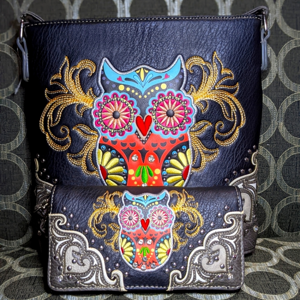 Owl crossbody and wallet set